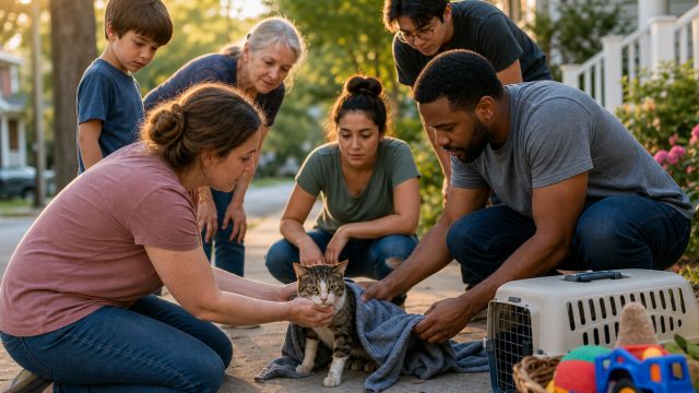 Heroic Neighbors Unite to Save Injured Community Cat